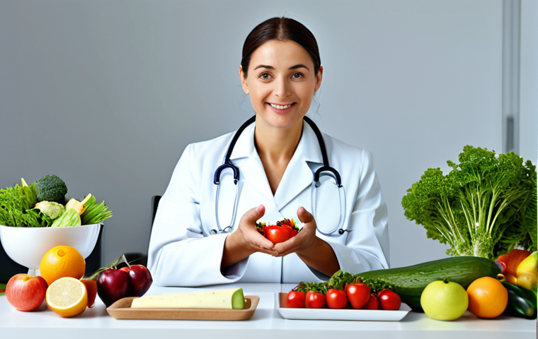 마이크로바이옴과 장내 미생물의 역할 - **Prompt:** A professional nutritionist in a bright, modern office, explaining the benefits of a bal...