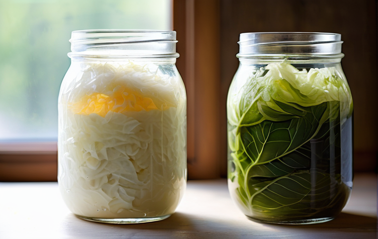 마이크로바이옴 건강을 위한 DIY 발효식품 만들기 - A beautifully composed still life showcasing a diverse and colorful array of homemade fermented food... 마이크로바이옴 건강을 위한 DIY 발효식품 만들기 - A beautifully composed still life showcasing a diverse and colorful array of homemade fermented food...